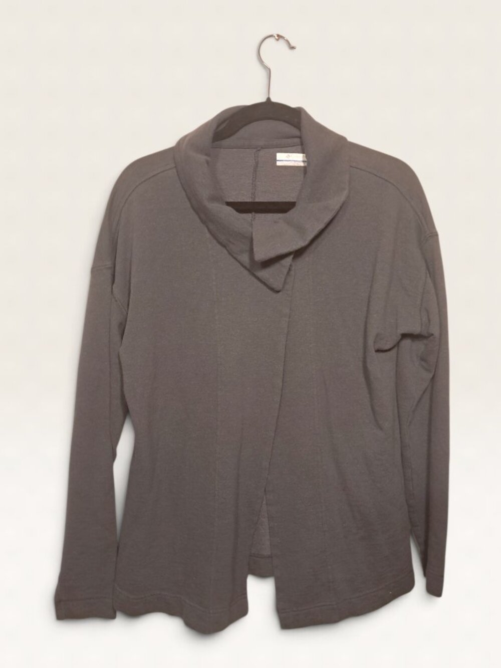 Columbia Charcoal Gray Asymmetrical Cowl Neck Button Cardigan L